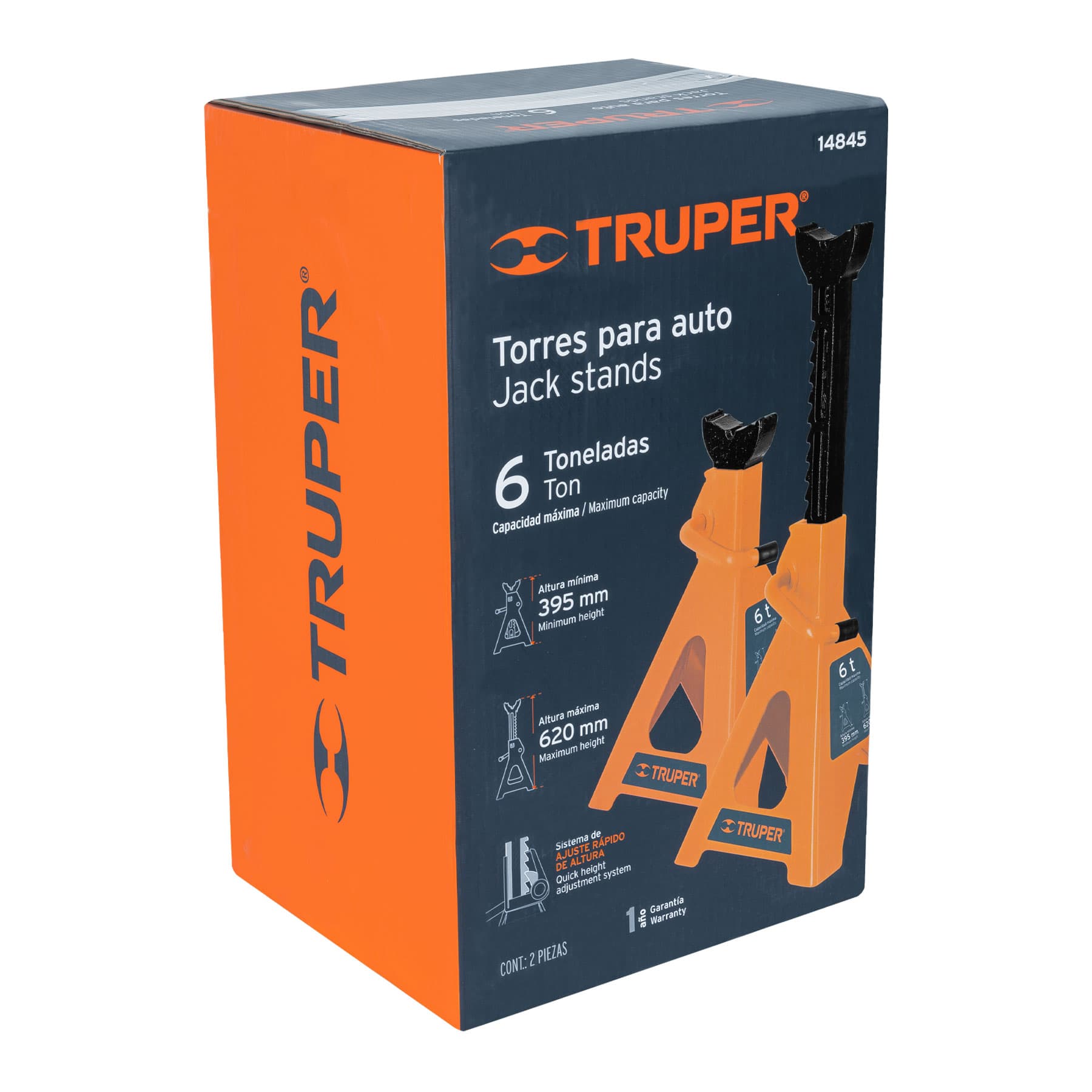 Caja con 2 torres de 6 ton para auto, Truper TORAU-6 14845 MM00