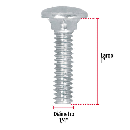 Bolsa con 100 tornillos 1/4' x 1' tipo coche, Fiero TORC-1/4X1 44712 MM00