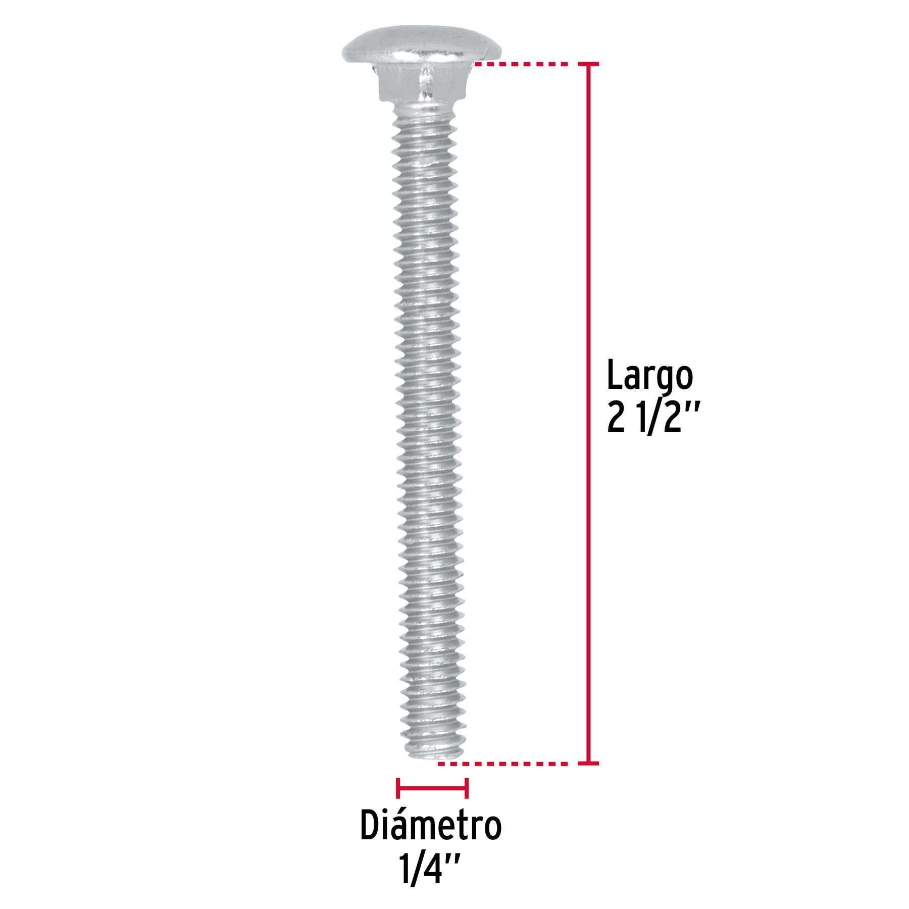 Bolsa con 50 tornillos 1/4' x 2-1/2' tipo coche, Fiero TORC-1/4X2-1/2 44716 MM00