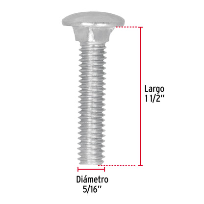 Bolsa con 50 tornillos 5/16' x 1-1/2' tipo coche, Fiero TORC-5/16X1-1/2 44722 MM00