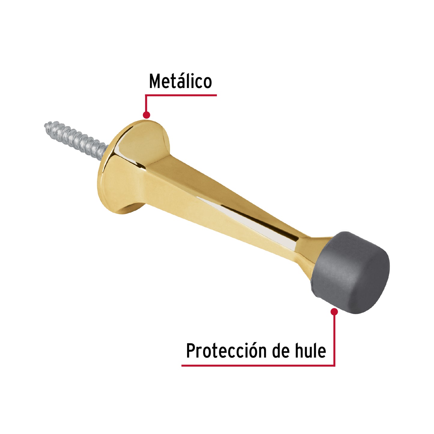 Tope recto para puerta, acabado latón brillante, Hermex TORE-1 43786 MM0