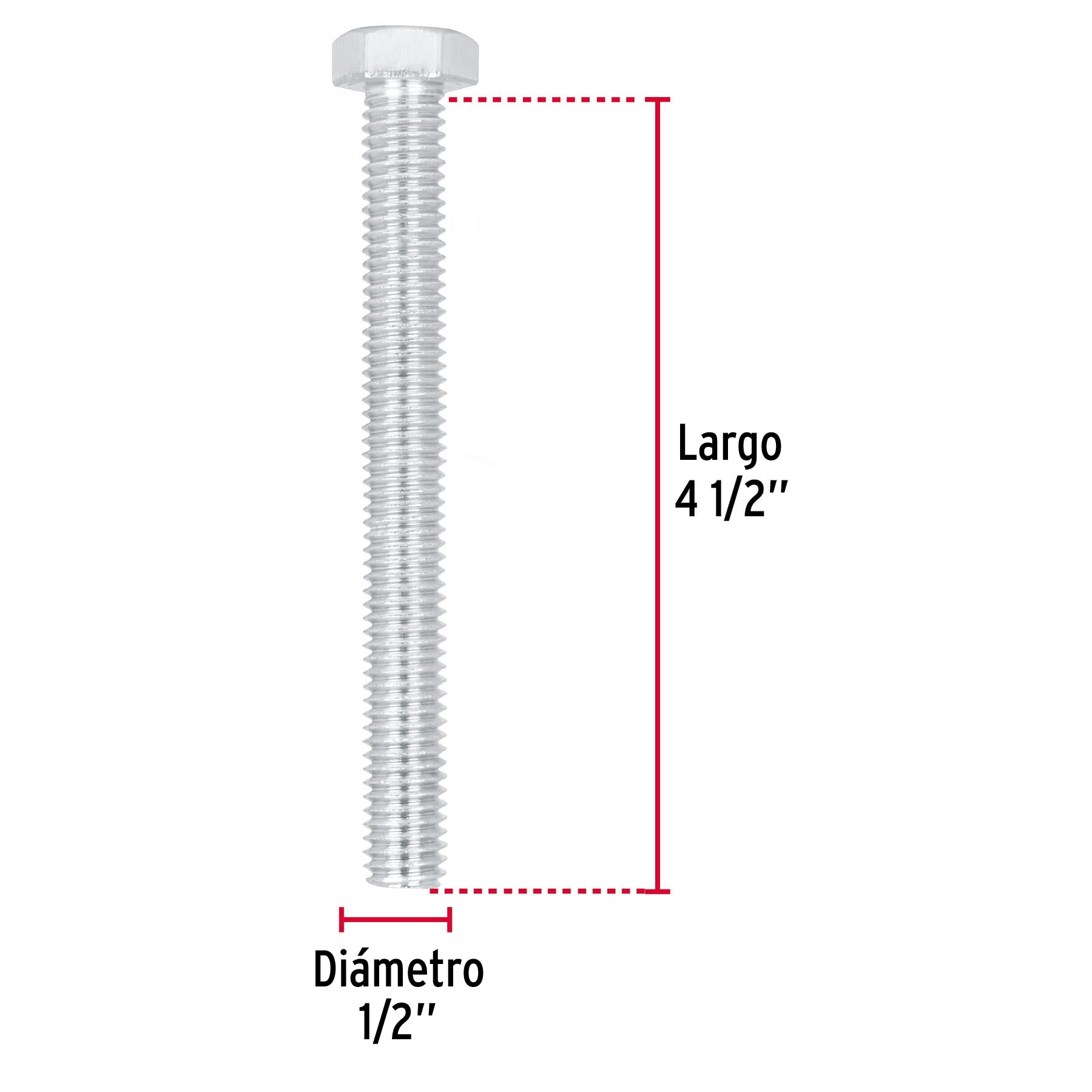 Bolsa con 10 tornillos 1/2' x 4-1/2' tipo máquina, Fiero TORM-1/2X4-1/2 44665 MM00