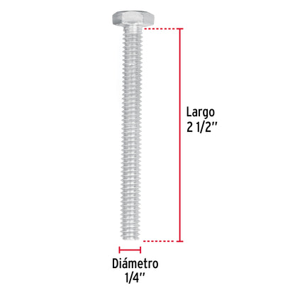 Bolsa con 50 tornillos 1/4' x 2-1/2' tipo máquina, Fiero TORM-1/4X2-1/2 44562 MM00