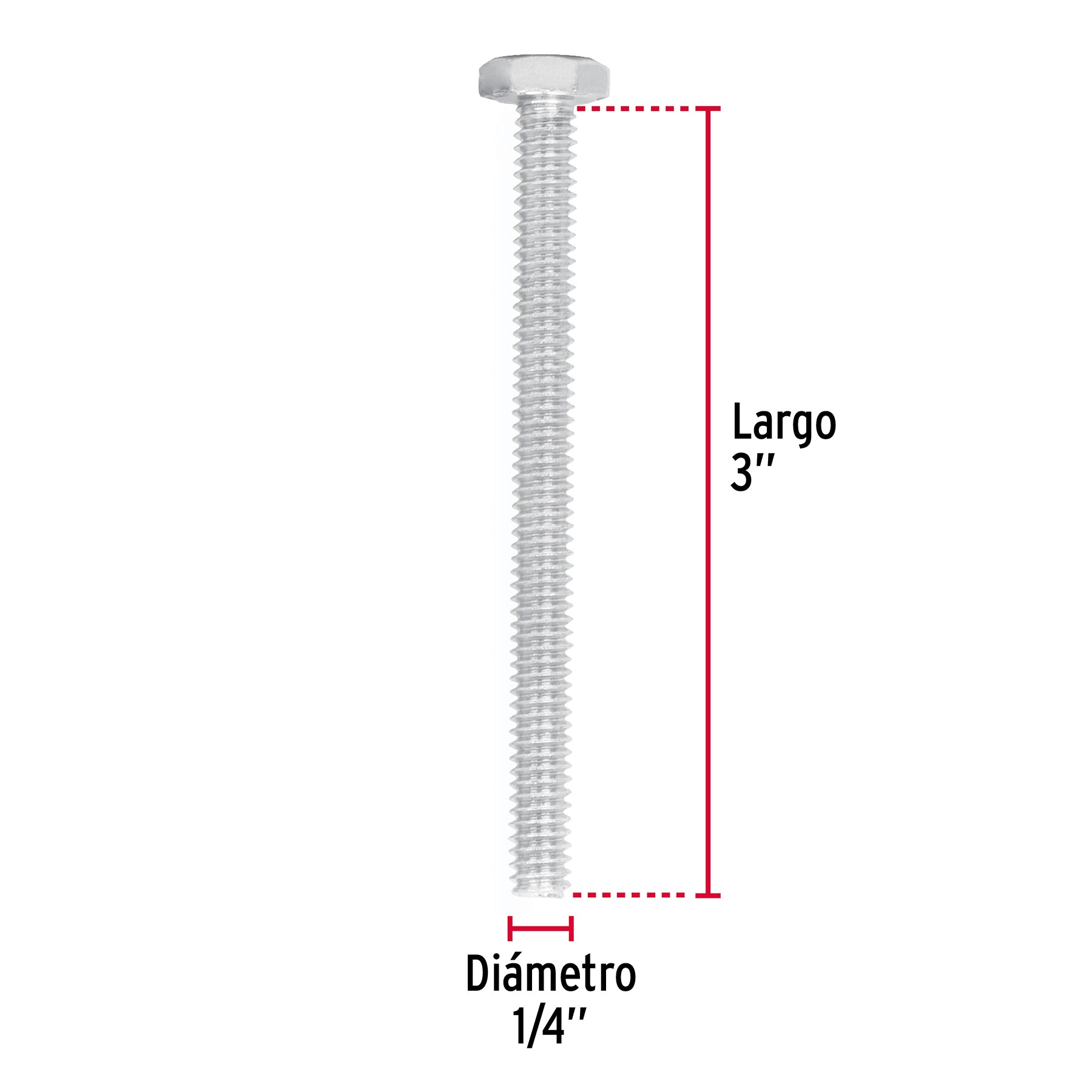 Bolsa con 50 tornillos 1/4' x 3' tipo máquina, Fiero TORM-1/4X3 44563 MM00