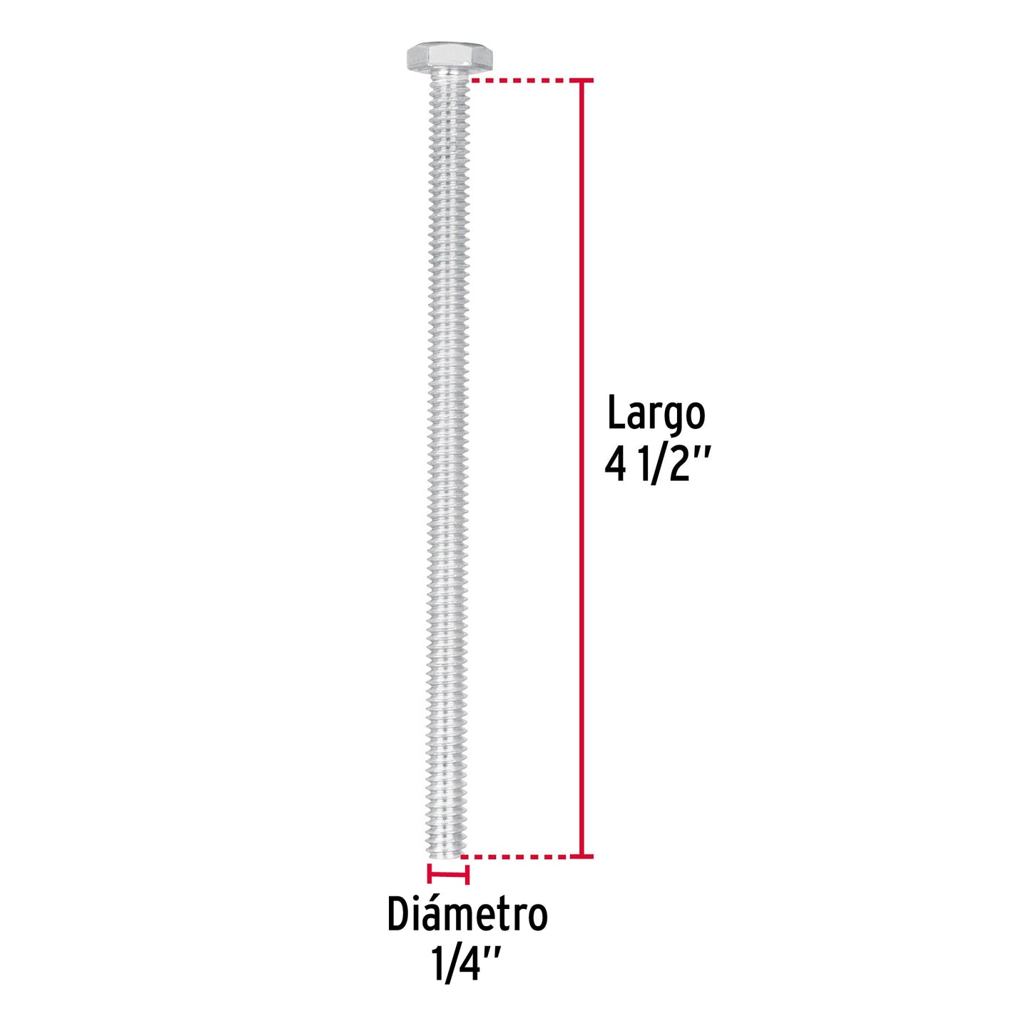 Bolsa con 25 tornillos 1/4' x 4-1/2' tipo máquina, Fiero TORM-1/4X4-1/2 44634 MM00