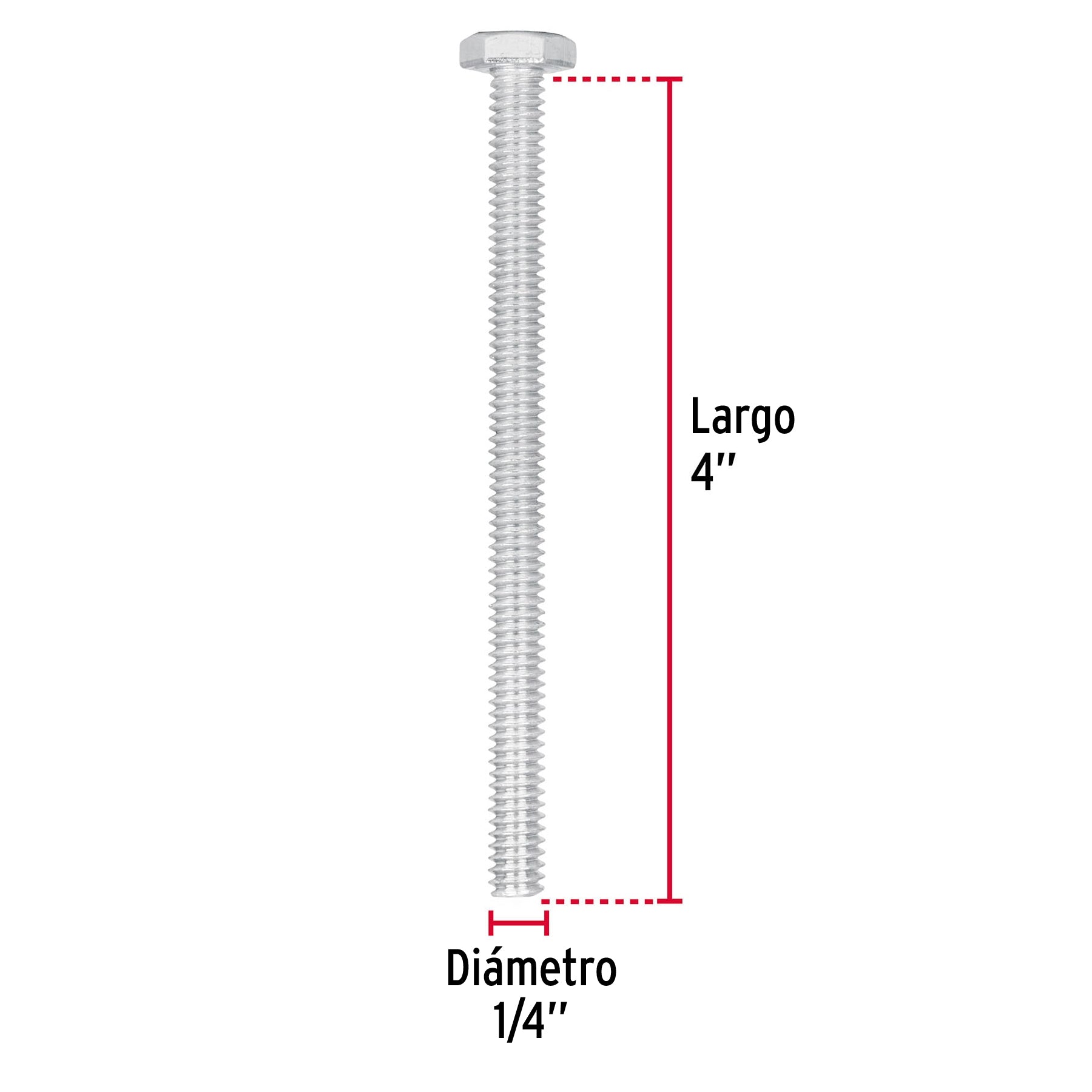 Bolsa con 30 tornillos 1/4' x 4' tipo máquina, Fiero TORM-1/4X4 44633 MM00