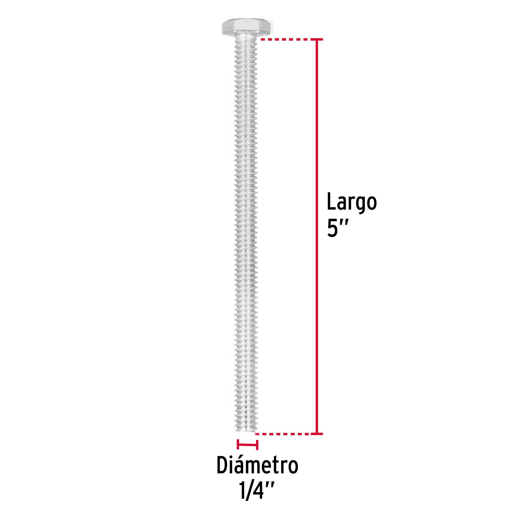 Bolsa con 25 tornillos 1/4' x 5' tipo máquina, Fiero TORM-1/4X5 44640 MM00