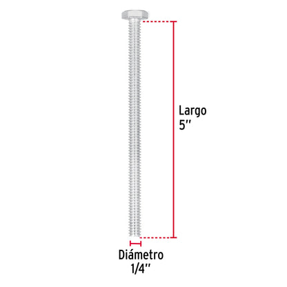 Bolsa con 25 tornillos 1/4' x 5' tipo máquina, Fiero TORM-1/4X5 44640 MM00