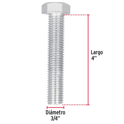 Bolsa con 4 tornillos 3/4' x 4' tipo máquina, Fiero TORM-3/4X4 44706 MM00