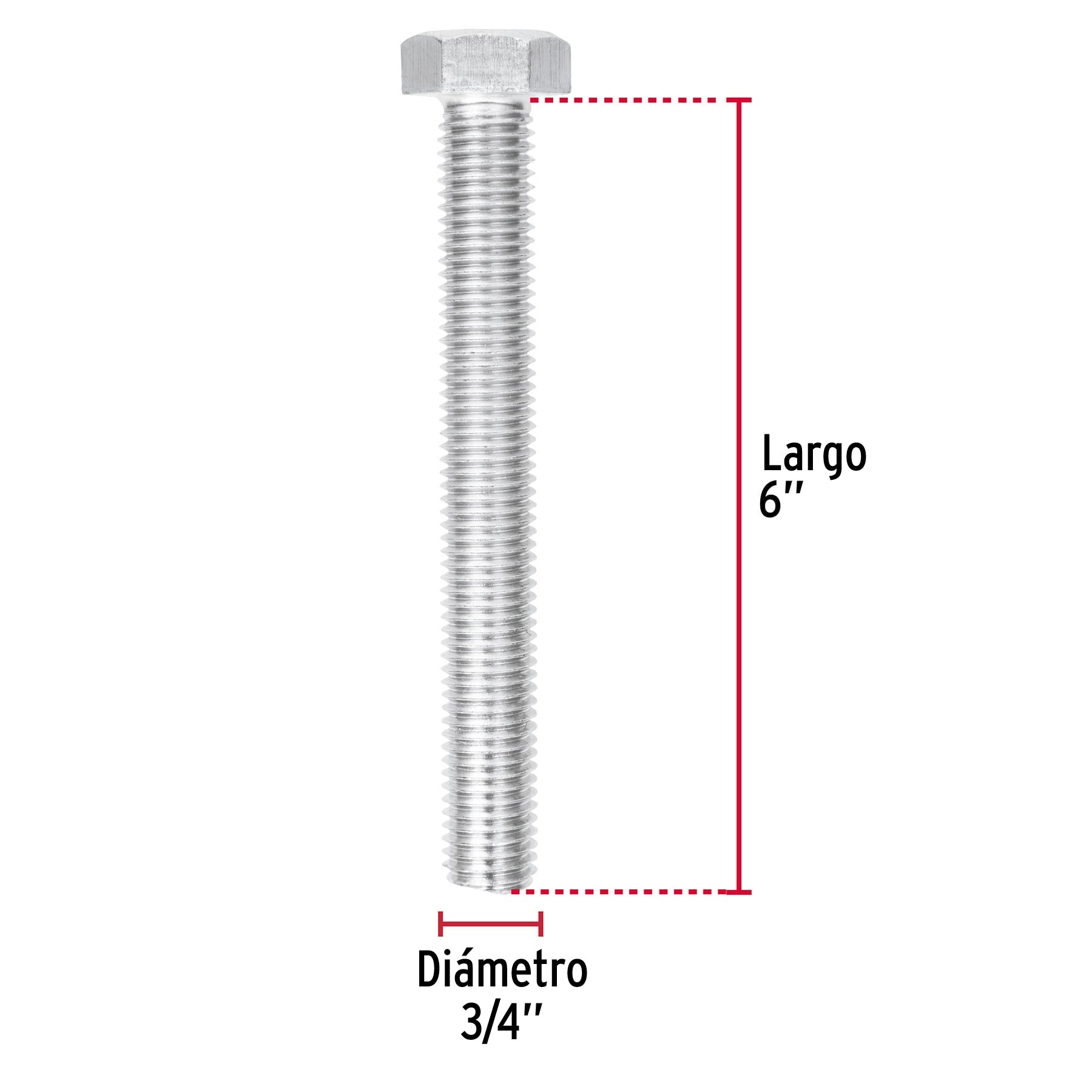 Bolsa con 4 tornillos 3/4' x 6' tipo máquina, Fiero TORM-3/4X6 44754 MM00