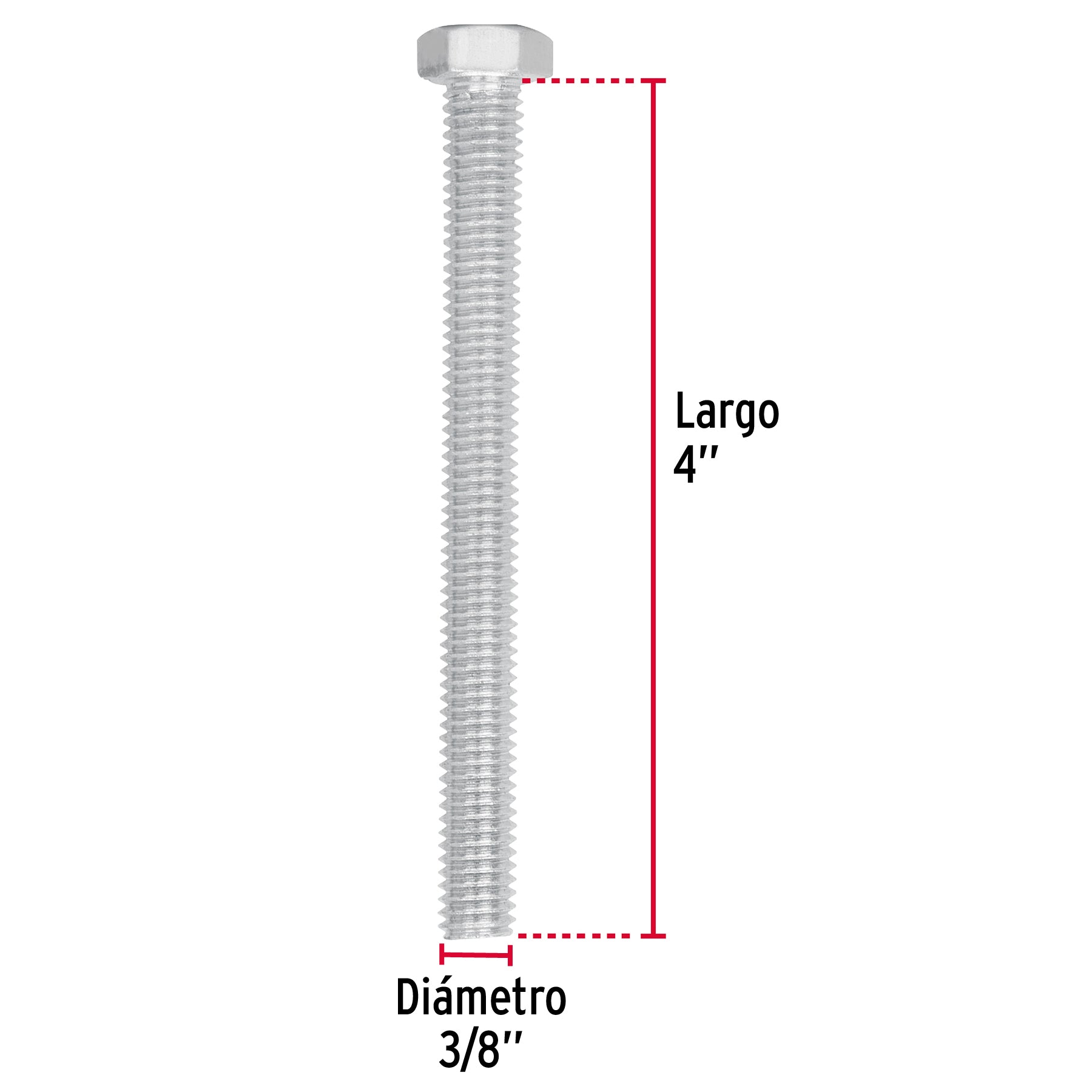 Bolsa con 30 tornillos 3/8' x 4' tipo máquina, Fiero TORM-3/8X4 44582 MM00