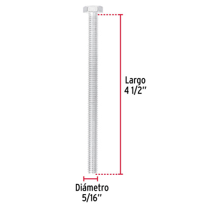 Bolsa con 30 tornillos 5/16' x 4-1/2' tipo máquina, Fiero TORM-5/16X4-1/2 44642 MM00