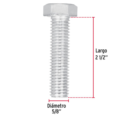 Bolsa con 8 tornillos 5/8' x 2-1/2' tipo máquina, Fiero TORM-5/8X2-1/2 44679 MM00