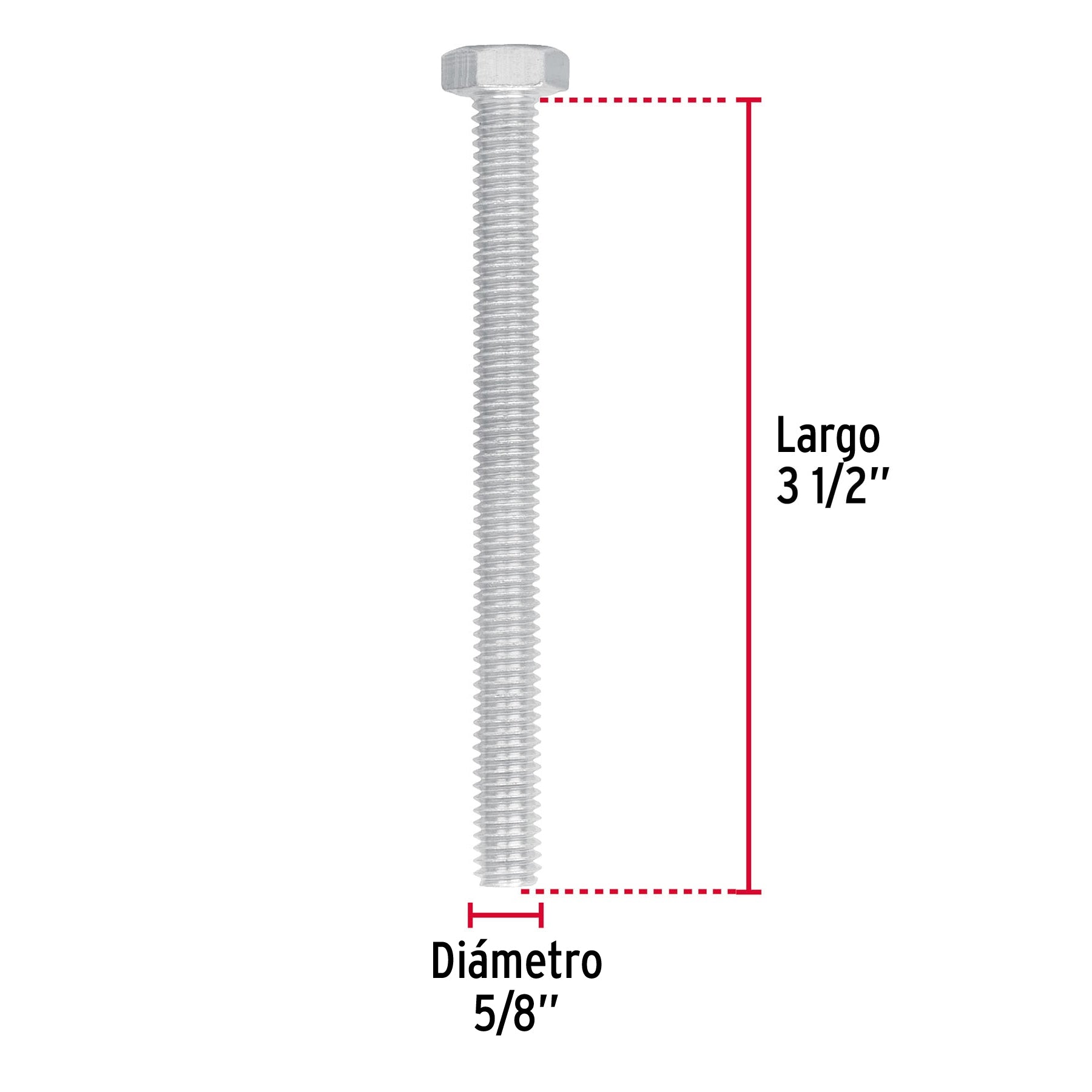 Bolsa con 6 tornillos 5/8' x 3-1/2' tipo máquina, Fiero TORM-5/8X3-1/2 44681 MM00