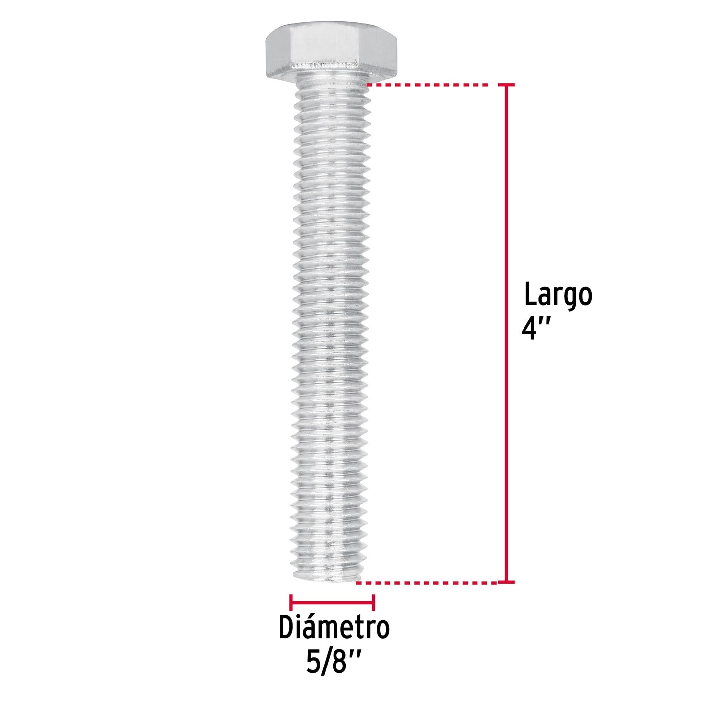 Bolsa con 8 tornillos 5/8' x 4' tipo máquina, Fiero TORM-5/8X4 44682 MM00