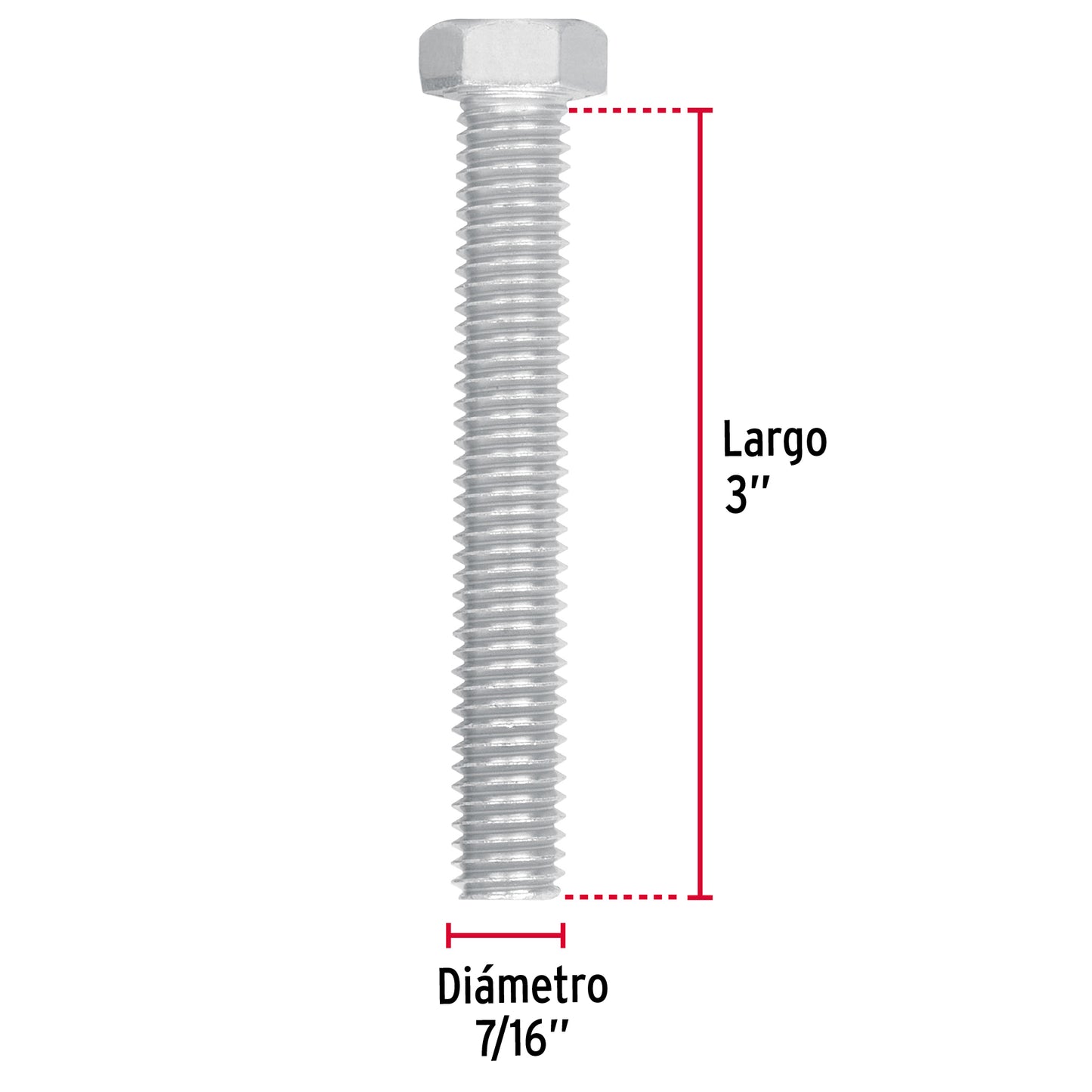 Bolsa con 30 tornillos 7/16' x 3' tipo máquina, Fiero TORM-7/16X3 44588 MM00