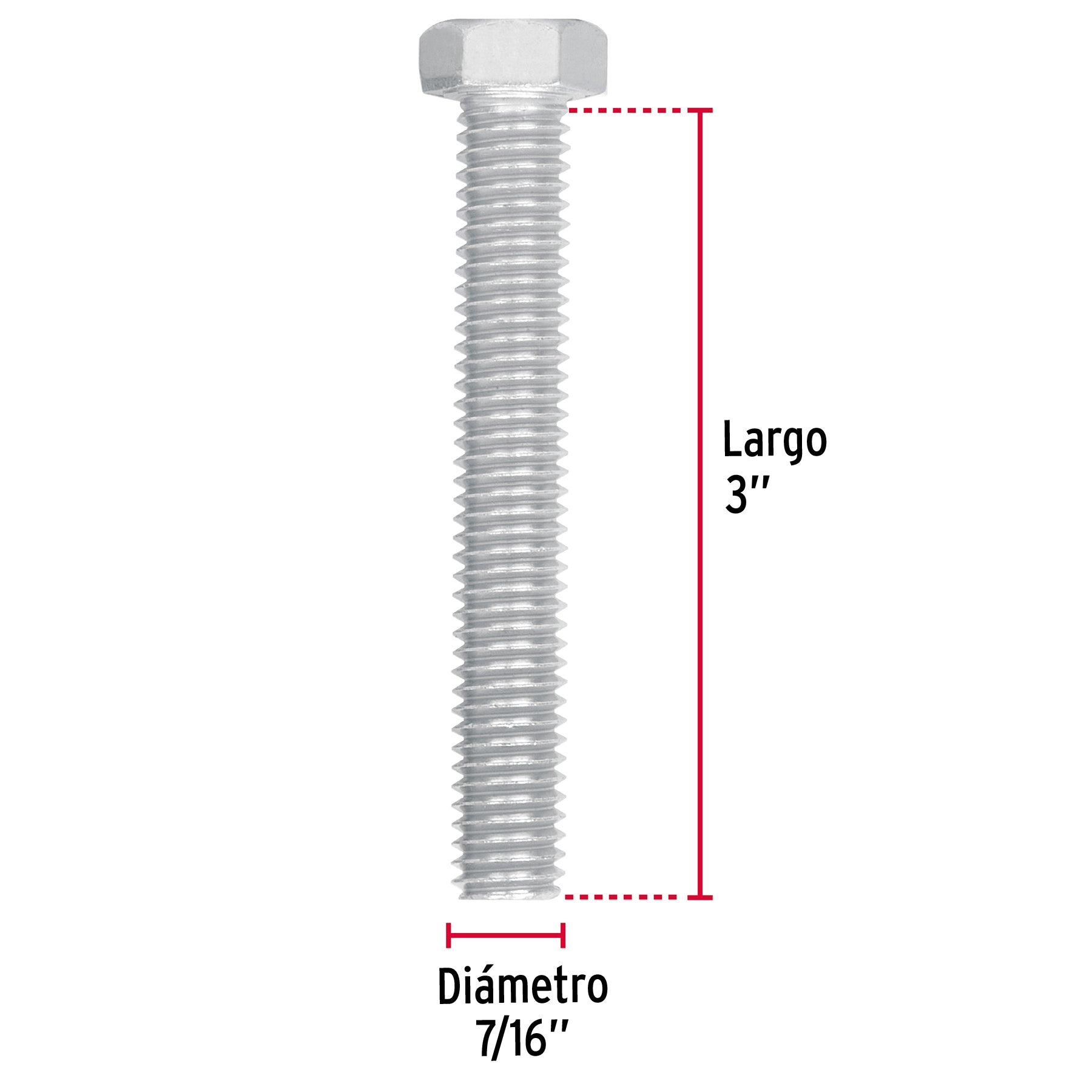 Bolsa con 30 tornillos 7/16' x 3' tipo máquina, Fiero TORM-7/16X3 44588 MM00