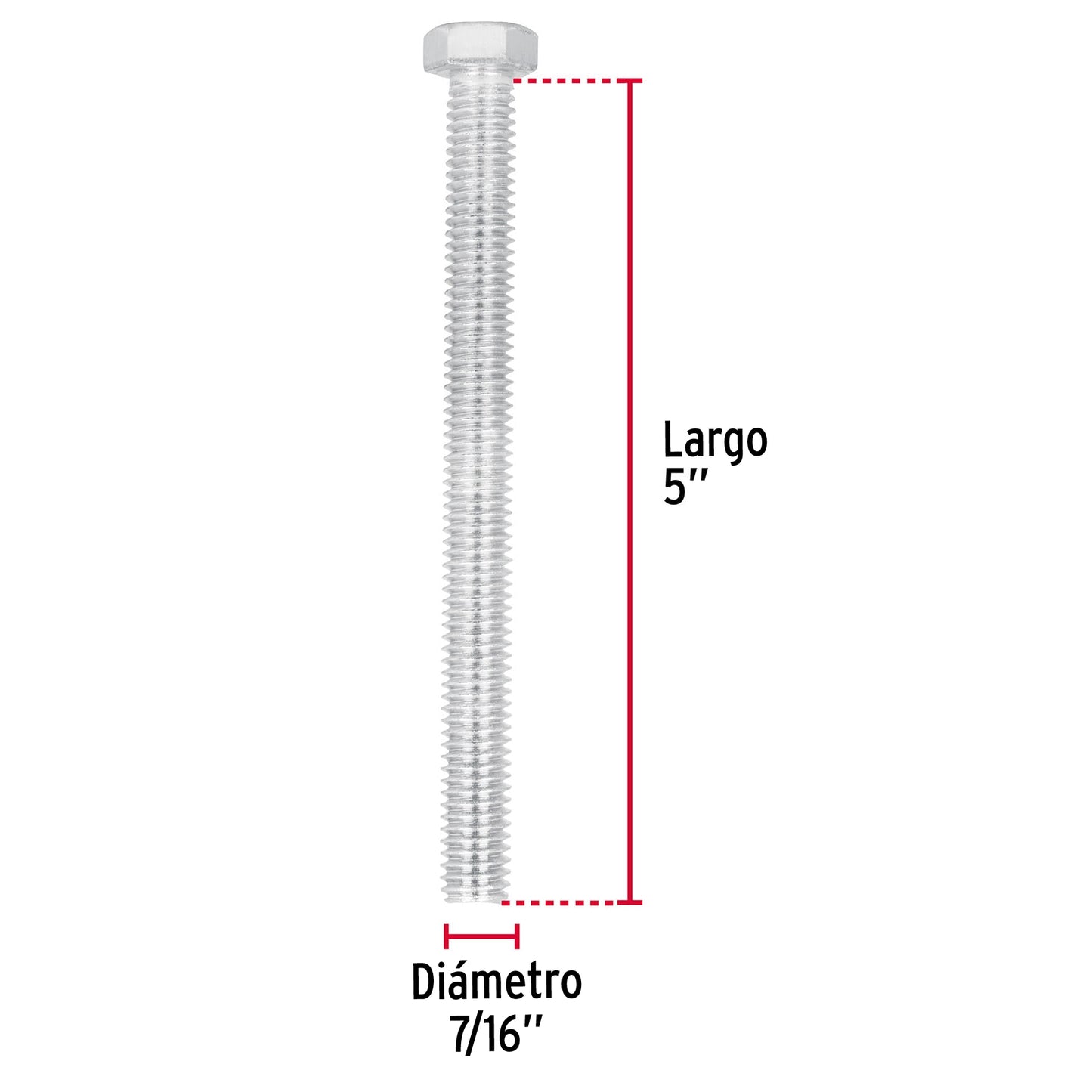 Bolsa con 10 tornillos 7/16' x 5' tipo máquina, Fiero TORM-7/16X5 44663 MM00