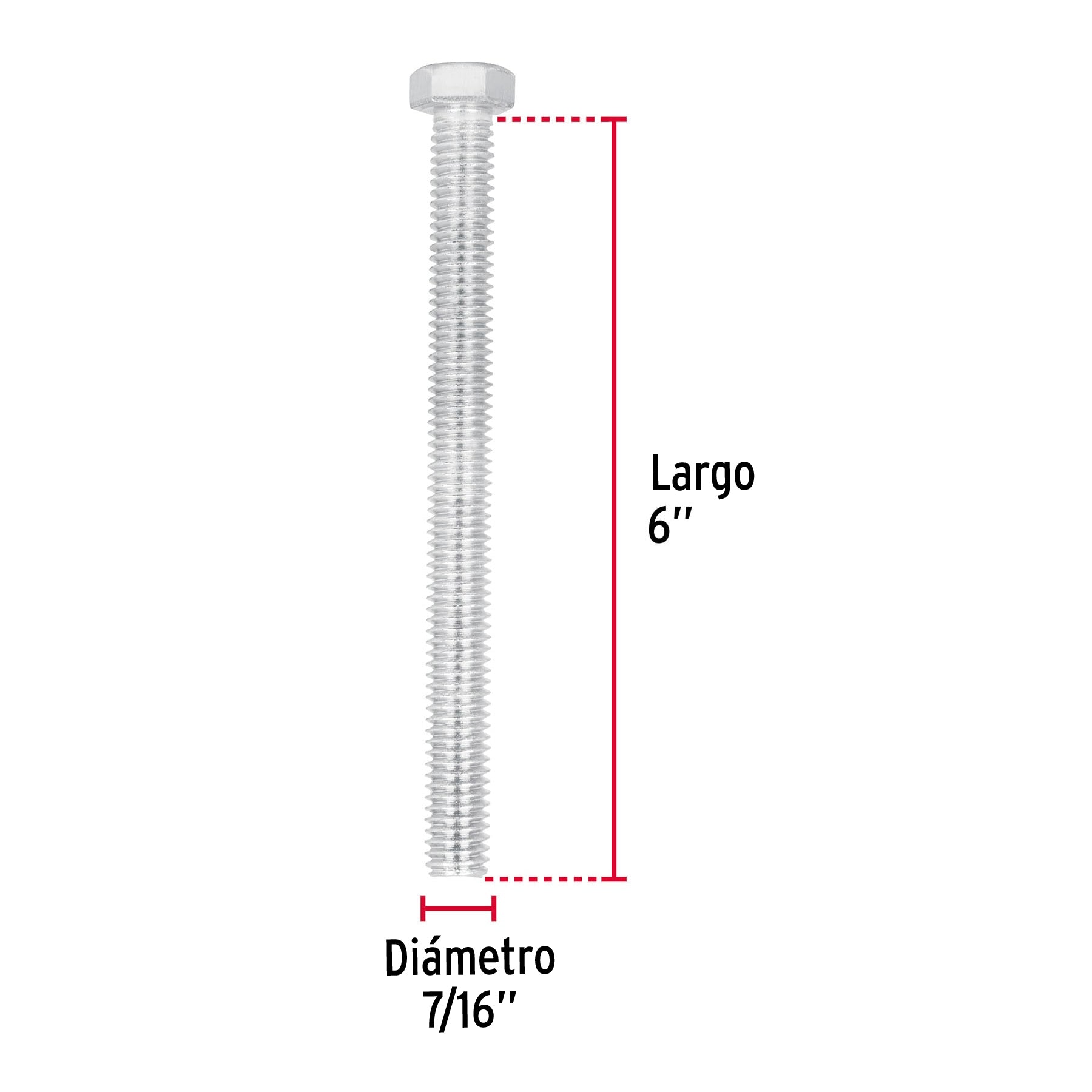 Bolsa con 10 tornillos 7/16' x 6' tipo máquina, Fiero TORM-7/16X6 44664 MM00