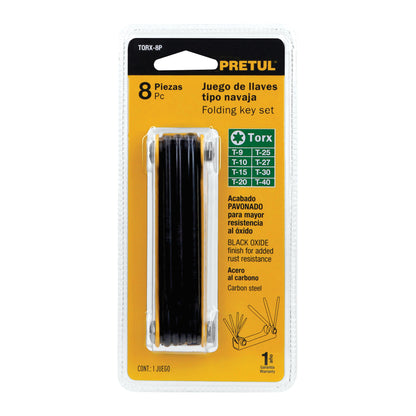 Juego de 8 llaves torx tipo navaja, cuerpo de lámina, Pretul TORX-8P 21395 MM00