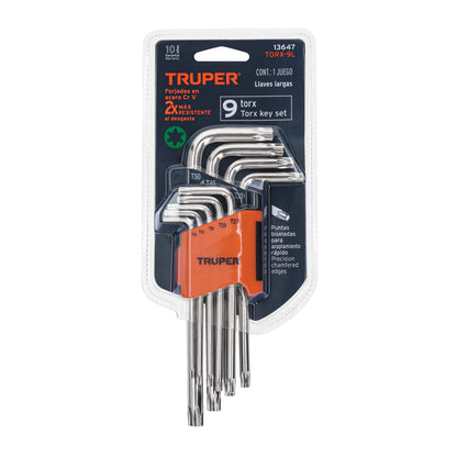 Juego de 9 llaves torx largas con organizador abatible TORX-9L 13647 MM00