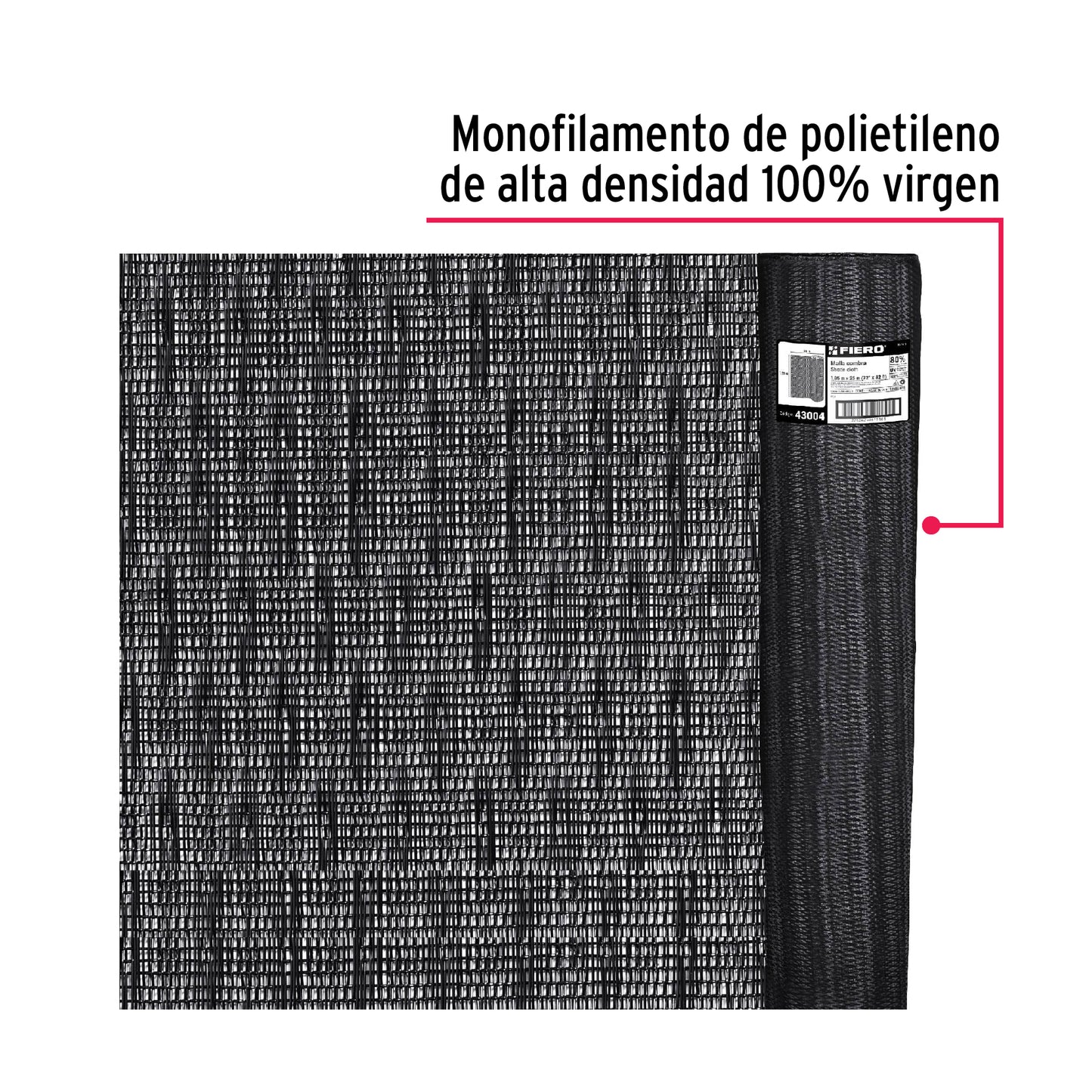 Rollo de toldo sombra 80% de 25 m x 1.85 m, Fiero TOSO-8025 43004 MM1