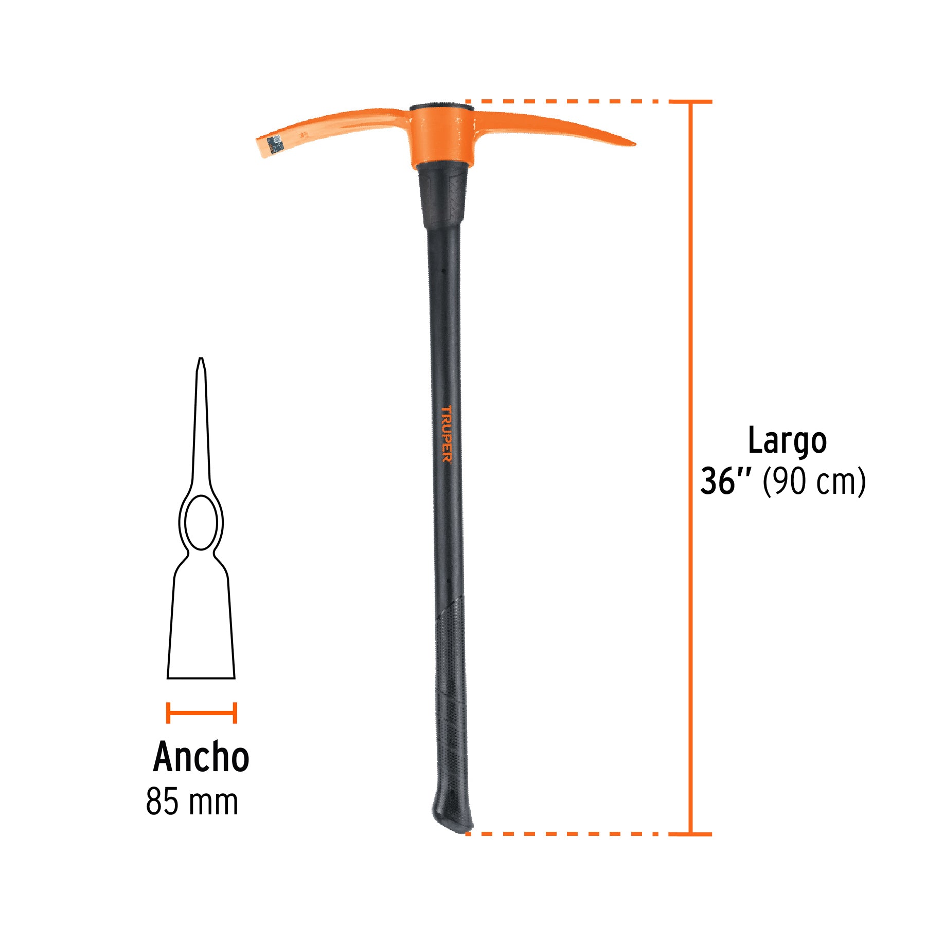 Talacho-pico 4 lb, mango fibra de vidrio 36', Truper TP-4M 102453 MM0