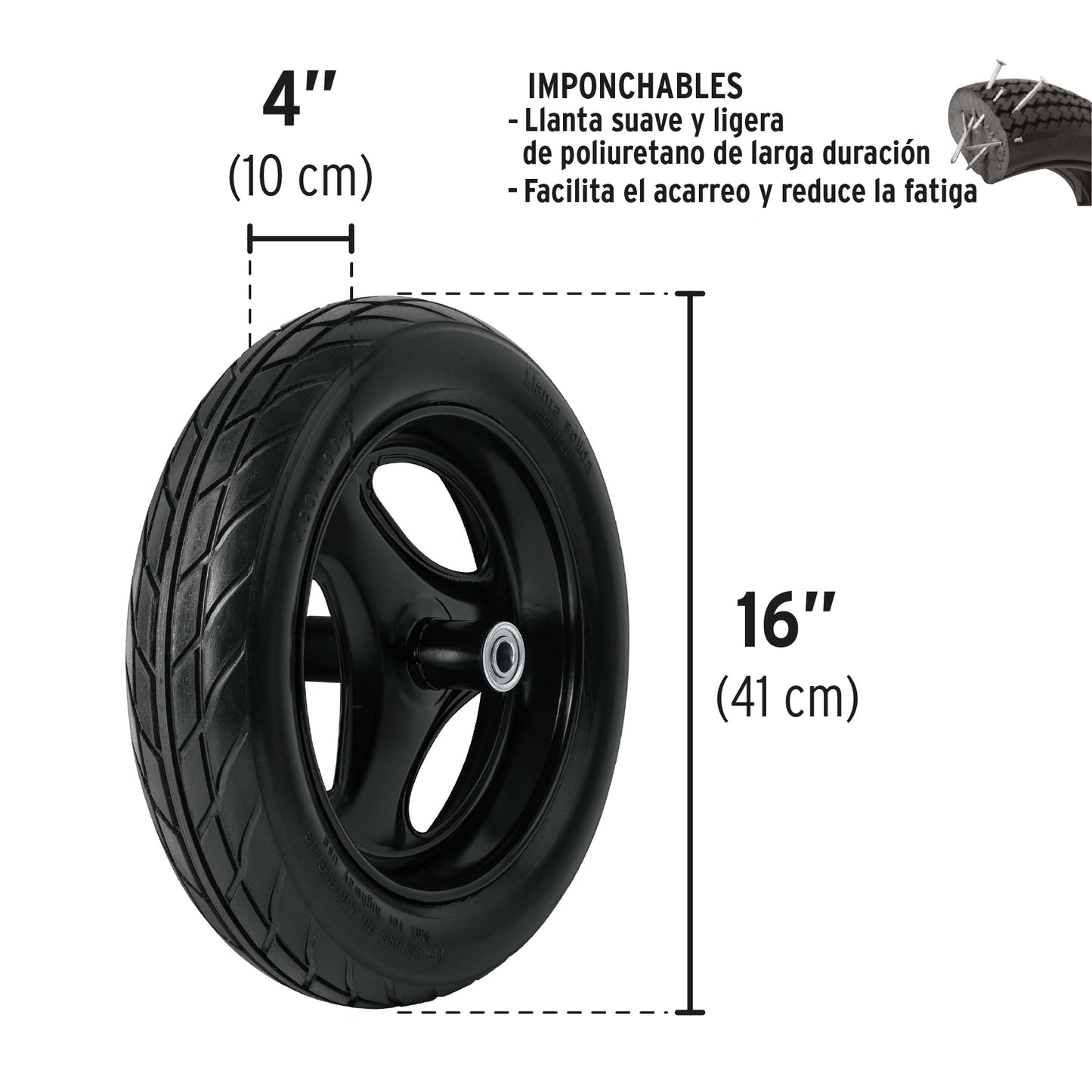 Carretilla concha plástica 6 ft3 Imponchable b/madera,Truper TP-6FF 10911 MM00