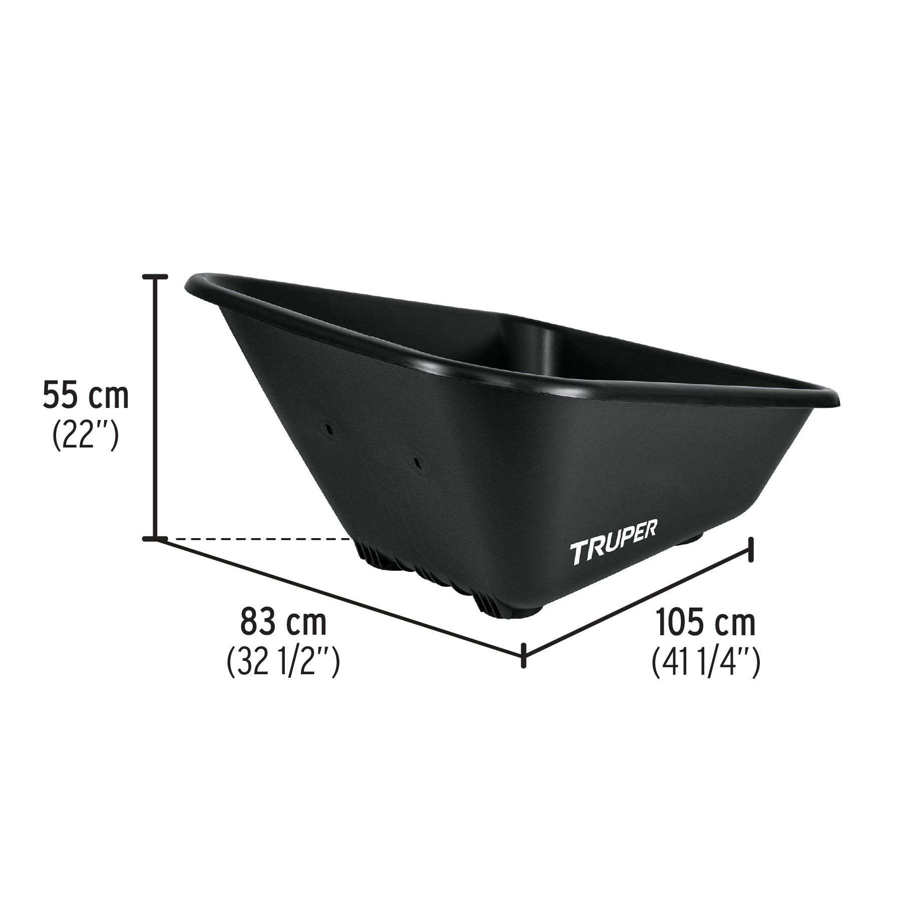 Carretilla c/plástica 8 ft3 Doble llanta neumática b/madera TP-8 19810 MM00