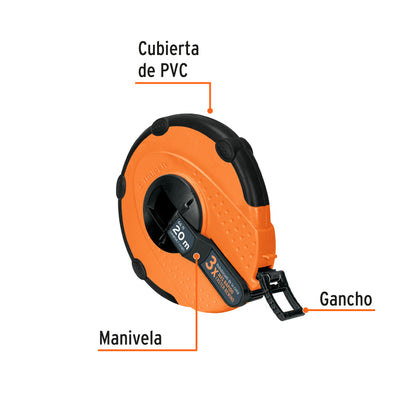 Cinta larga 20 m de fibra de vidrio, carcasa plástica TP20ME 12638 MM00