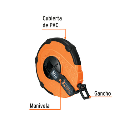 Cinta larga 30 m de fibra de vidrio, carcasa plástica TP30ME 12639 MM00