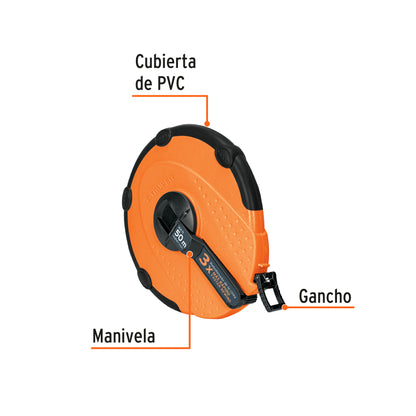 Cinta larga 50 m de fibra de vidrio, carcasa plástica TP50ME 12640 MM00