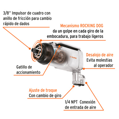 Llave neumática de impacto 3/8', Truper TPN-722-2 16885 MM0