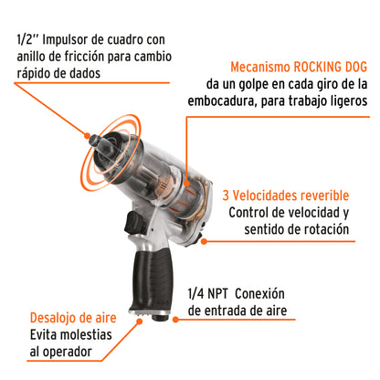 Kit de llave de impacto 1/2' con estuche plástico, Truper TPN-731EK 19372 MM0