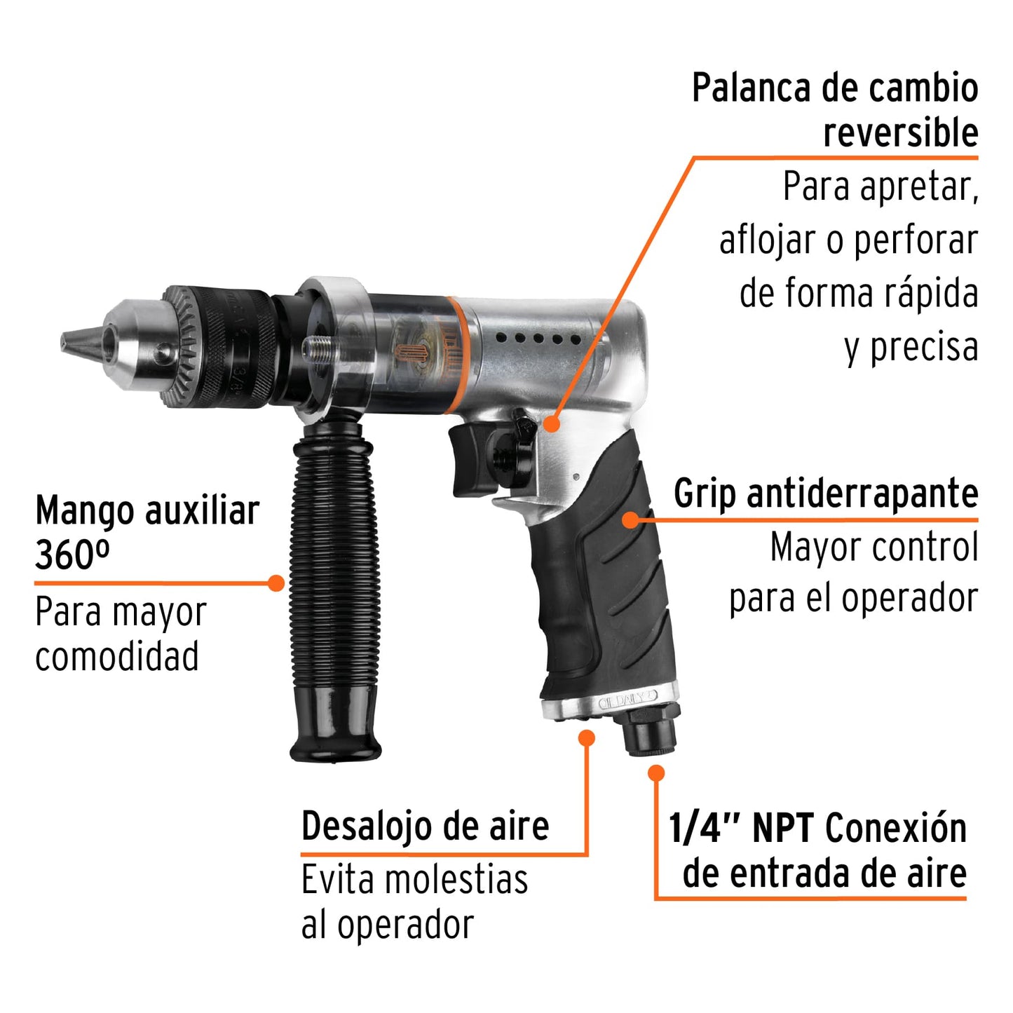 Taladro neumático reversible 1/2', Truper TPN-785HX 19369 MM0