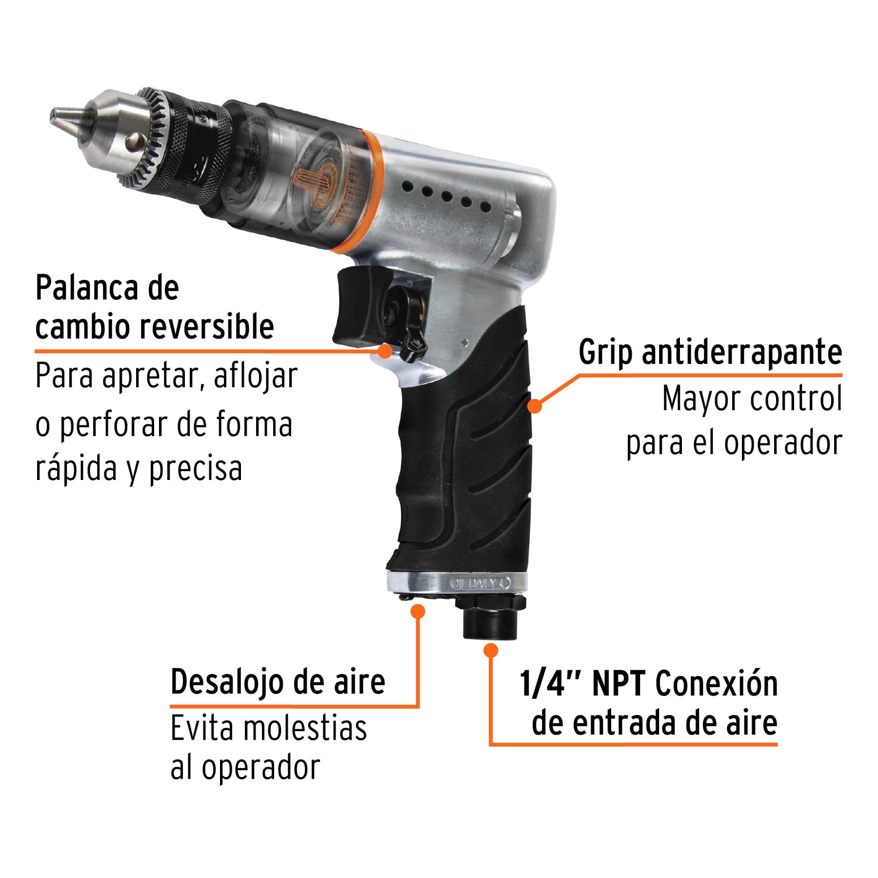 Taladro neumático reversible 3/8', Truper TPN-788RX 19368 MM0