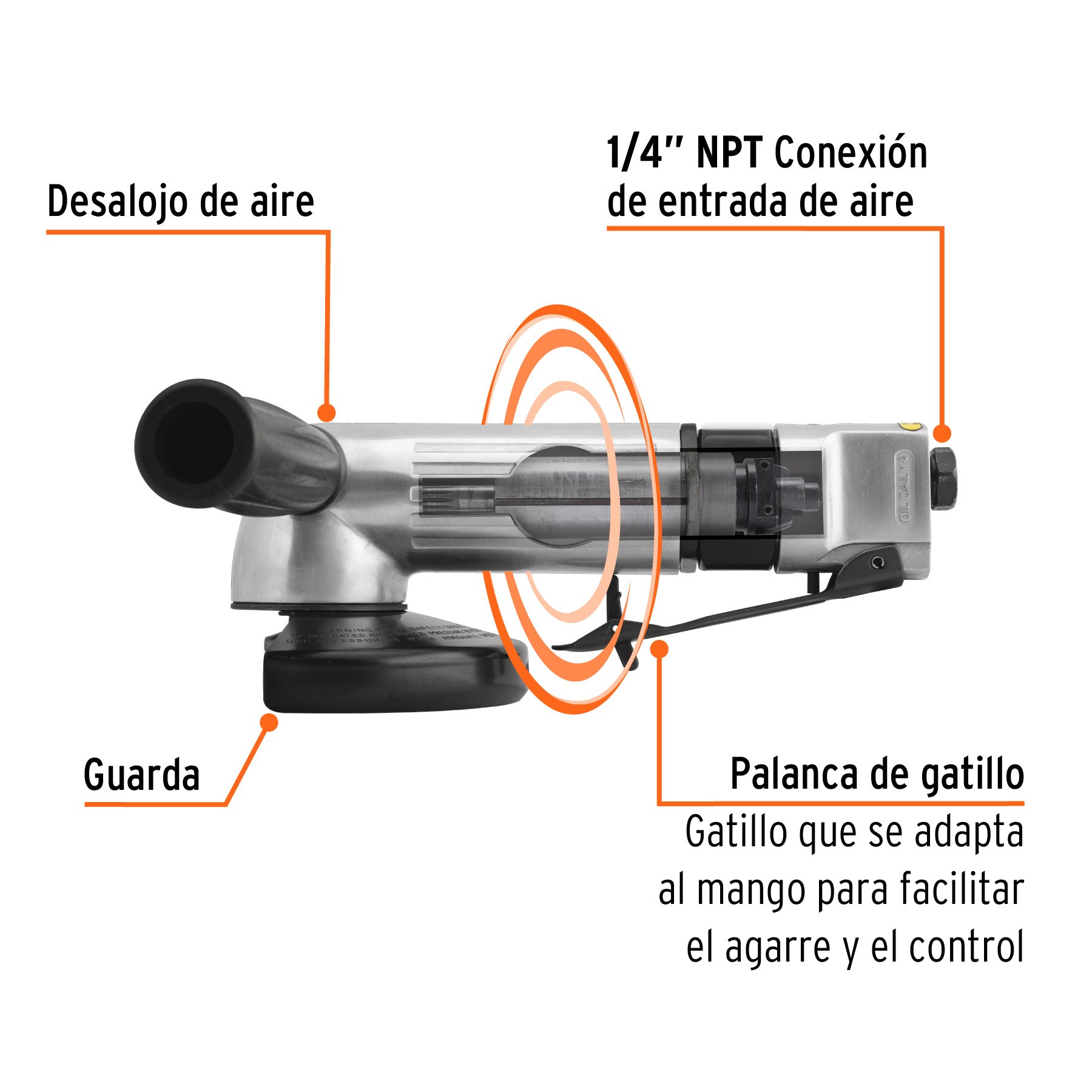 Esmeriladora angular neumática 4-1/2', Truper TPN-875 101072 MM0