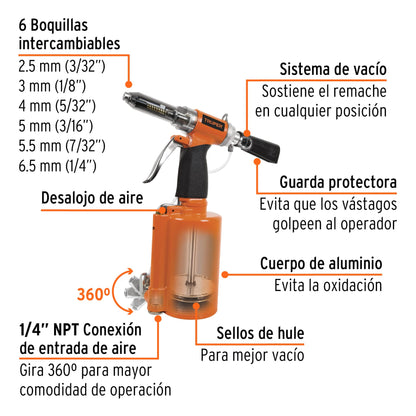 Remachadora neumática 1/4', Truper TPN-884 18241 MM0