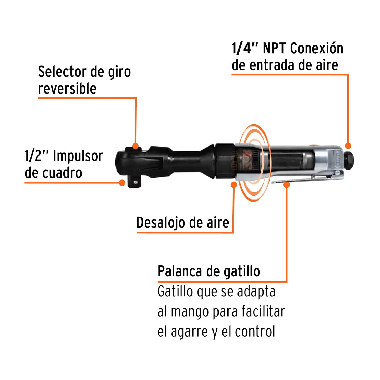 Matraca de impacto neumática 1/2', Truper TPN-886H-2 11189 MM0