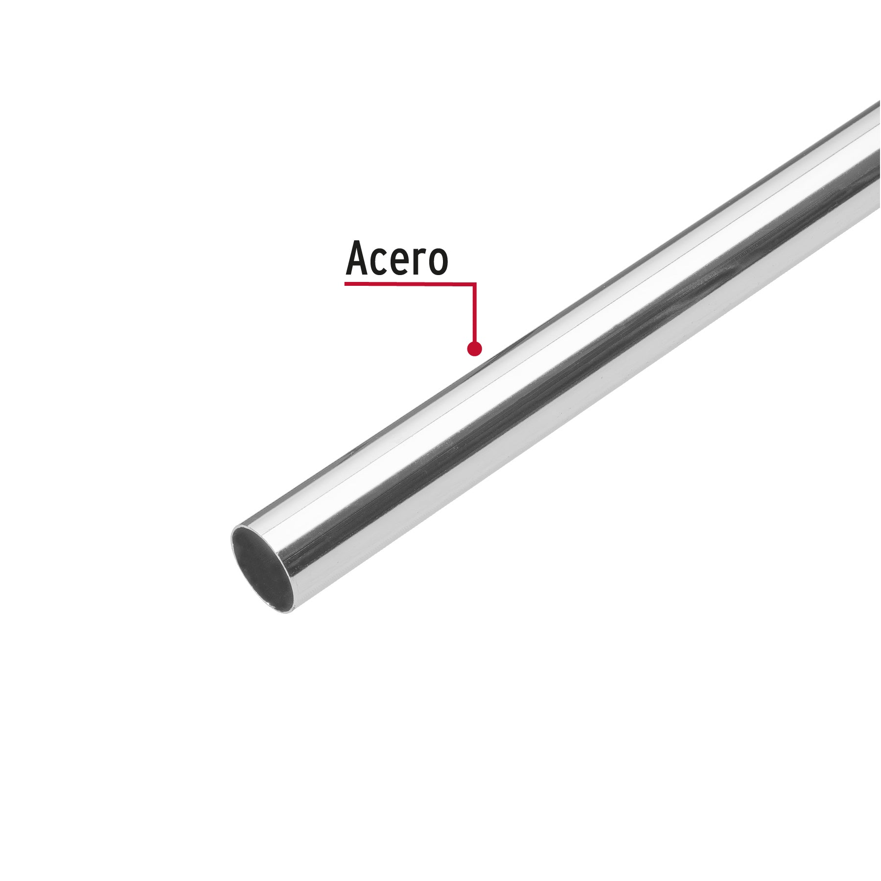 Tubo redondo para clóset,1.2 m, acero cromado, Hermex TR-512 45895 MM0