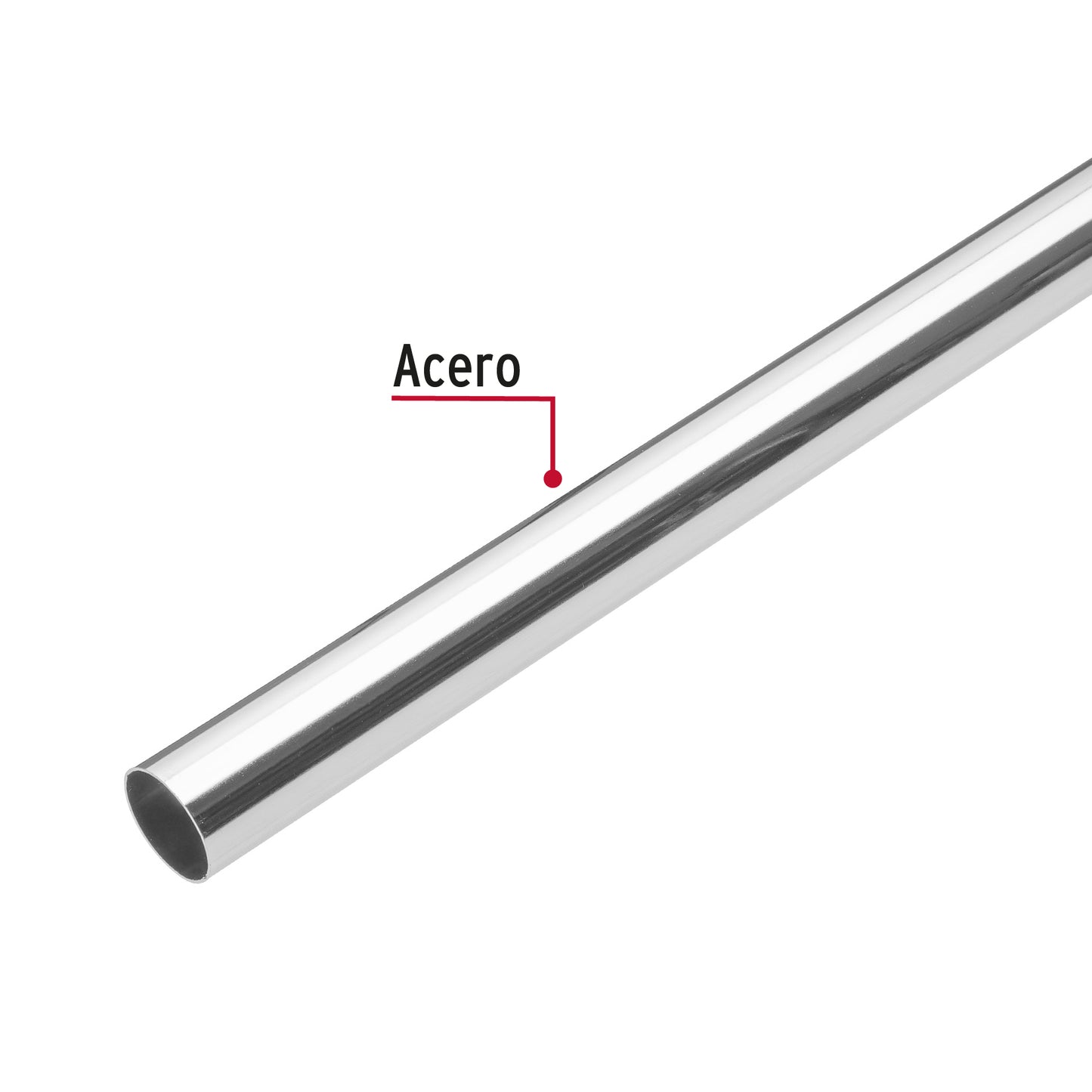 Tubo redondo para clóset, 2.4 m, acero cromado, Hermex TR-524 45892 MM0