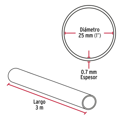 Tubo redondo de 3.0 m en aluminio para closet, Hermex TR-630 45896 MM0