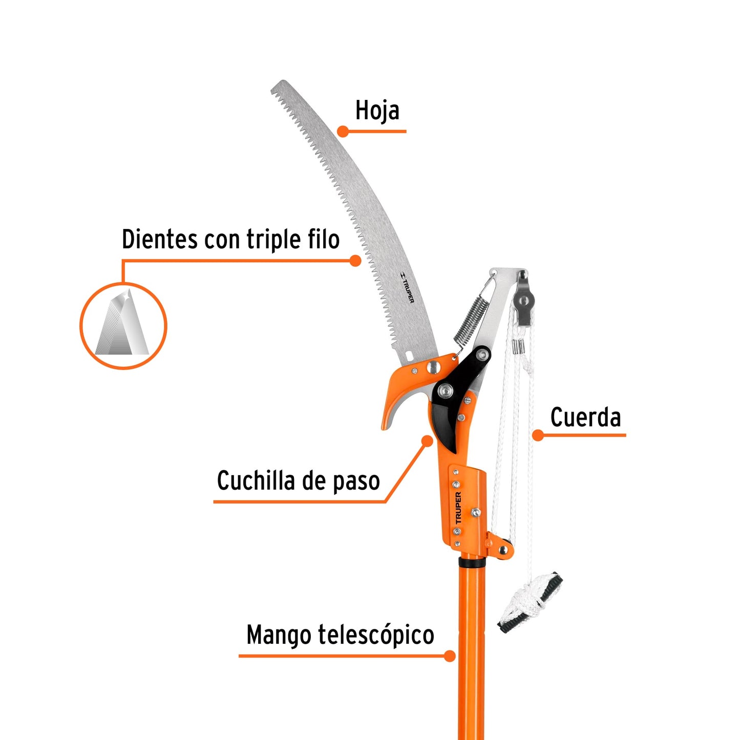 Cortador de ramas altas mango telescópico 2.4 m aluminio TR-82M-A 18409 MM00