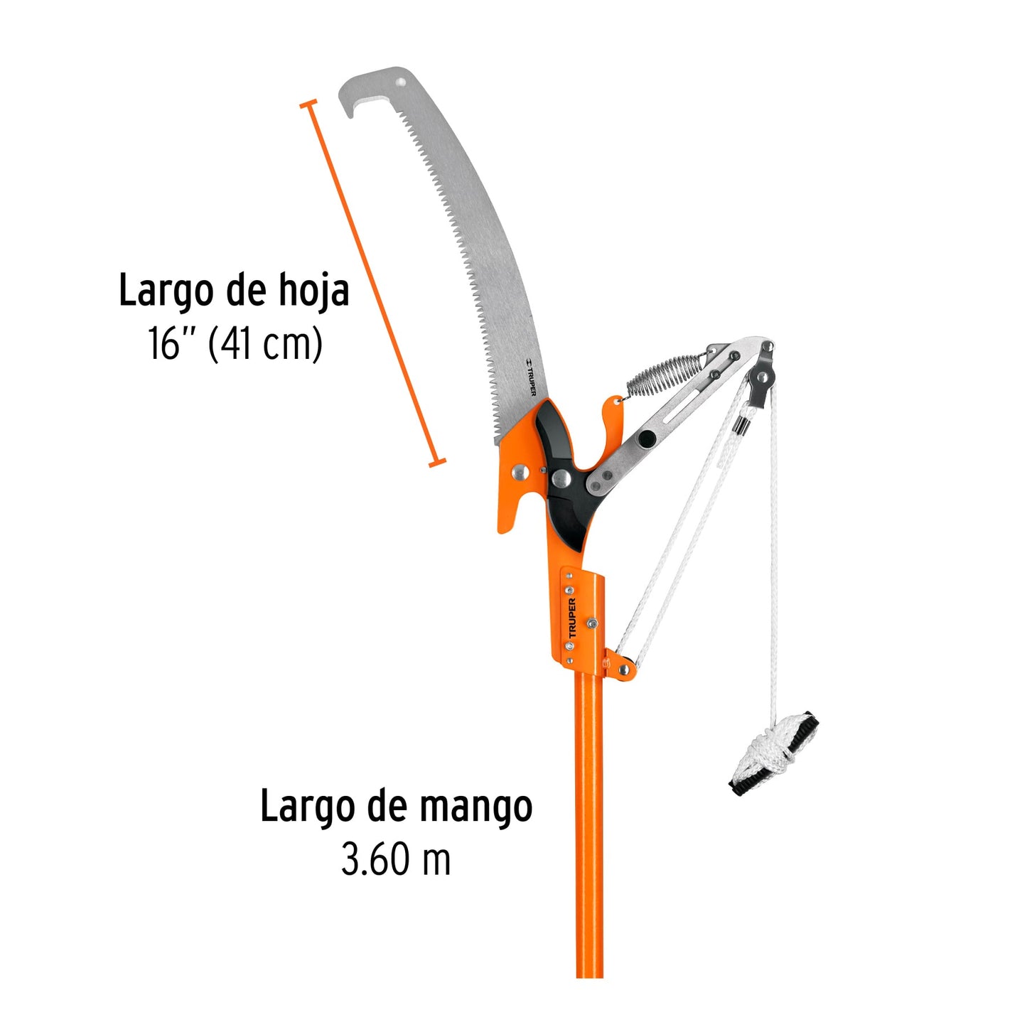 Cortador de ramas altas mango telescópico 3.6 m fibra vidrio TR-82M-F 18410 MM00