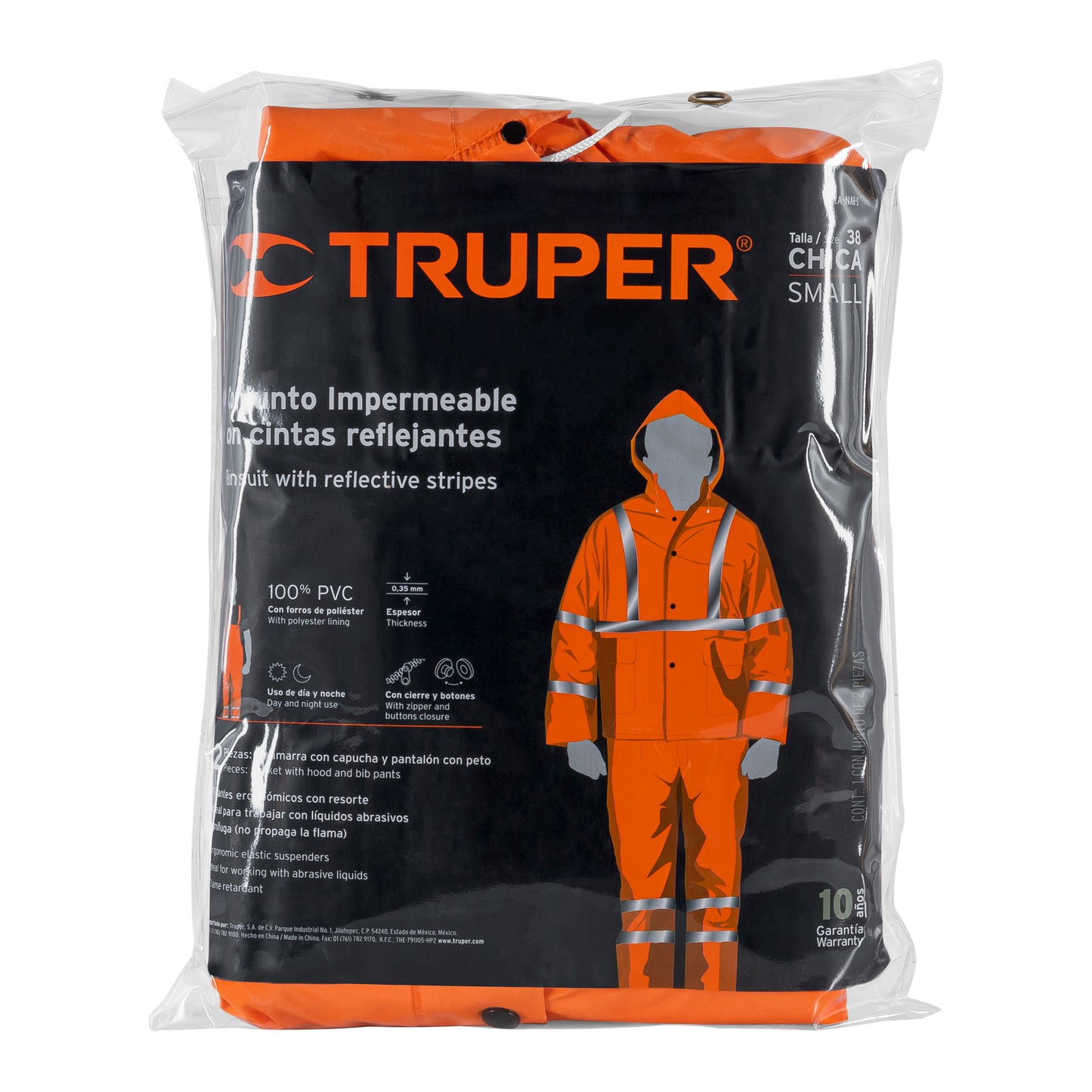 Conjunto impermeable doble capa naranja con reflejante, CH TRA-NAR-S 17407 MM00