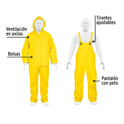 Conjunto impermeable doble capa, talla G, Truper TRA-PRO-L 14419 MM00