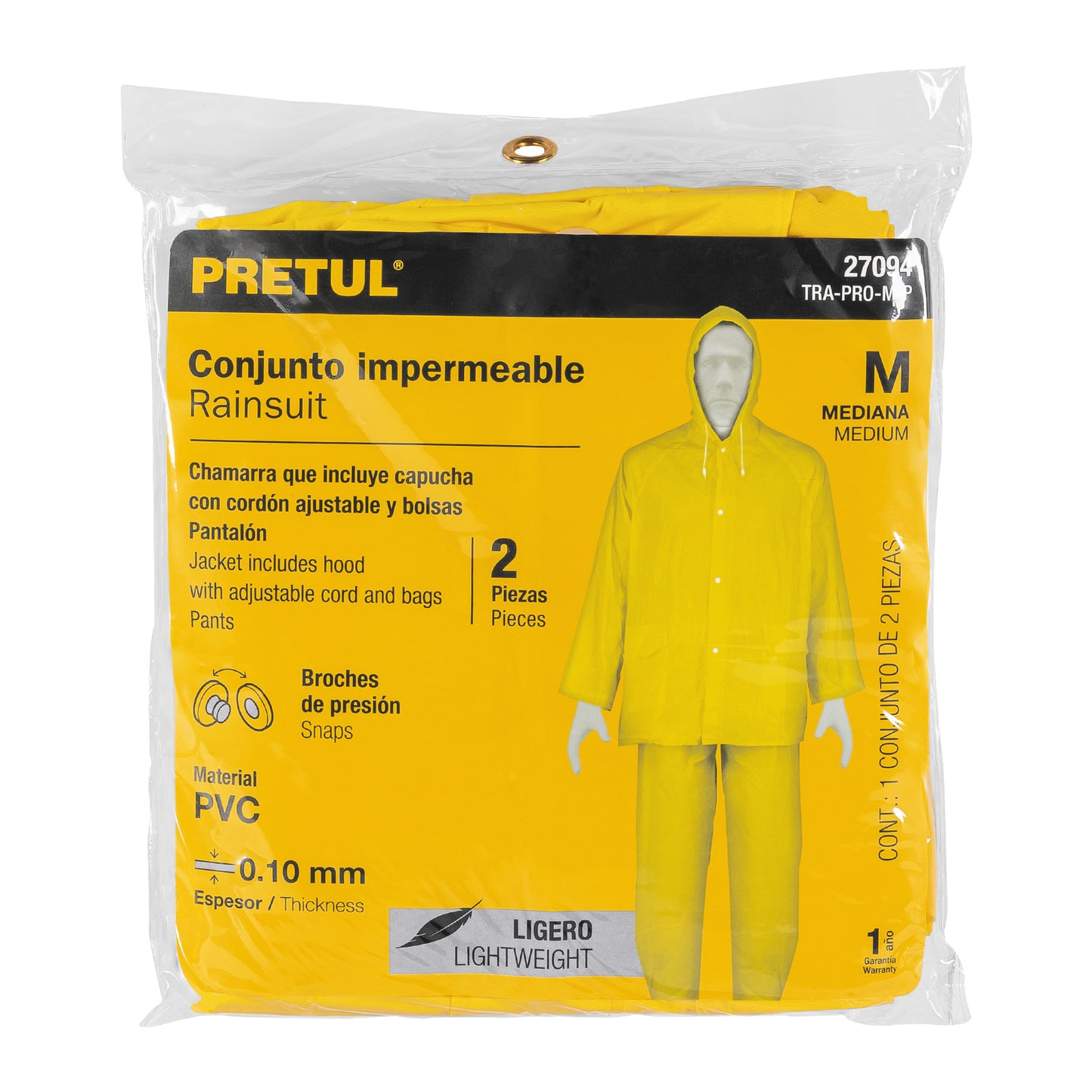 Conjunto impermeable ligero de PVC, talla M, Pretul TRA-PRO-M-P 27094 MM0