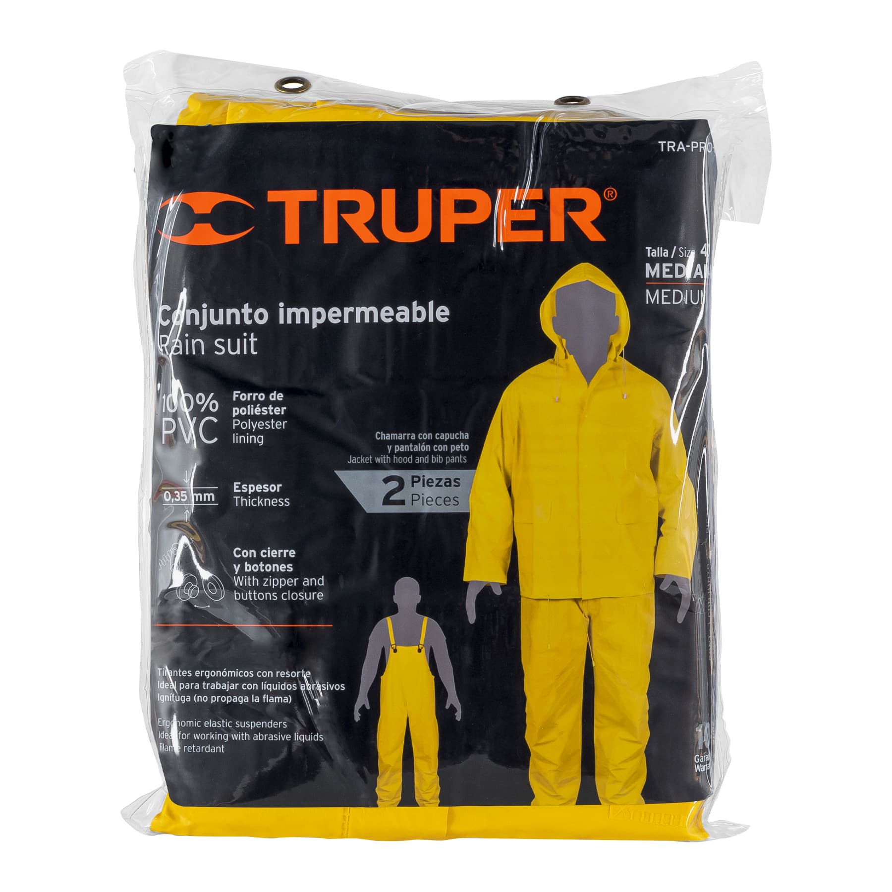 Conjunto impermeable doble capa, talla M, Truper TRA-PRO-M 14418 MM00