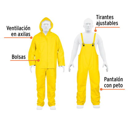 Conjunto impermeable doble capa, talla CH, Truper TRA-PRO-S 14417 MM00