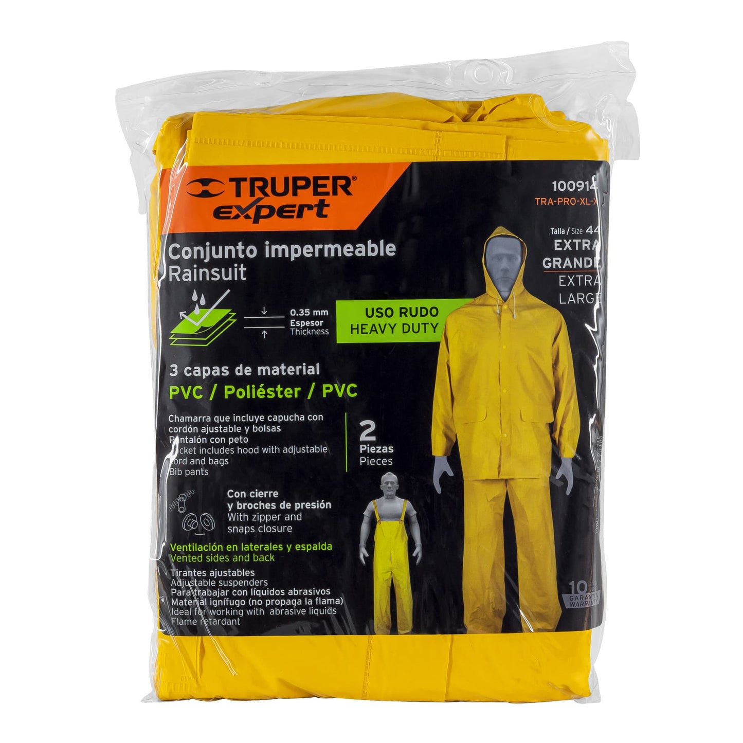 Conjunto impermeable triple capa, talla XG, Truper Expert TRA-PRO-XL-X 100914 MM00